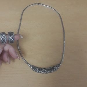 925 silver and black necklace & earrings